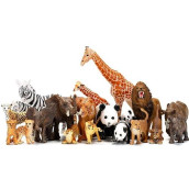 Safari Animals Figures Toys 20 Piece, Realistic Plastic Animals Figurines, African Zoo Wild Jungle Animals Playset With Elephant, Giraffe, Lion, Tiger For Kids Party Supplies Cake Topper