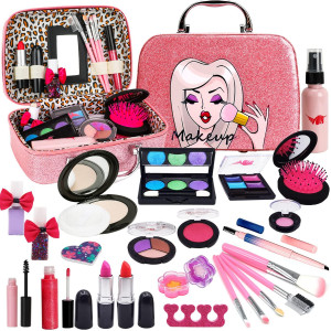 Washable Kids Makeup Girl Toys - Real Kids Makeup Kit For Girls Make Up Set For Child Toddler Children Princess Christmas Birthday Gifts Present For 4 5 6 7 8 9 10 Year Old Girls Gift