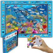 Think2Master Colorful Ocean Life 100 Pieces Jigsaw Puzzle Fun Educational Toy For Kids, School & Families. Great Gift For Boys & Girls Ages 4-8 To Stimulate Learning. Size:23.4