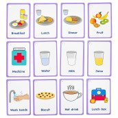 My Meal And Snacks Cards 12 Flash Cards For Visual Aid Special Ed, Speech Delay Non Verbal Children And Adults With Autism Or Special Needs