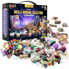 Rock Collection For Kids. Includes 250+ Bulk Rocks, Gemstones & Crystals + Genuine Fossils And Minerals - 2 Lbs. - Geology Science Stem Toys, Gifts For Boys & Girls Ages 6+. Earth Science Activity