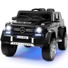 Joyldias Kids Ride On Cars, Licensed Mercedes-Benz Maybach G650S, 12V7Ah Battery Powered Toy Electric Car For Kids With 2.4Ghz Remote Control, 2 Motors, 3 Speeds, Lock, Music, Horn, Led Lights, Black