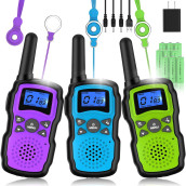 Wishouse Walkie Talkies For Kids Adult Long Range Rechargeable 3 Pack,Boy Wearable Walky Talky Set 2 Way Radio With Usb Charger Battery,Camping Games Toy Birthday Xmas Gift For Girl Children Family