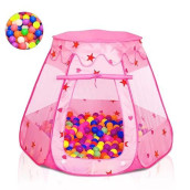 Wilhunter Baby Ball Pit For Toddler With 50 Balls, Kids Pop Up Play Tent For Girls, Princess Toys For Children Indoor & Outdoor Playhouse With Carry Bag