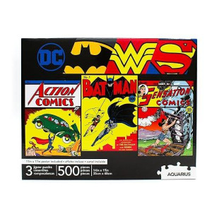 Aquarius Set Of 3 Dc Comics Puzzles (Three 500 Piece Jigsaw Puzzles) - Glare Free - Precision Fit - Officially Licensed Dc Comics Merchandise & Collectibles - 14 X 19 Inches