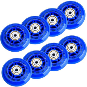 Tobwolf 8Pcs 70Mm 82A Indoor Inline Skate Replacement Wheels, Indoor Skating Wheels With Bearings, Luggage Wheels, Trainning Wheels For Scooter - Blue