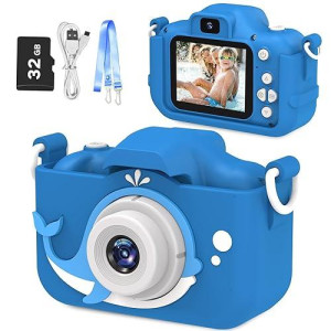 Goopow Kids Digital Camera, 8Mp, Dark Blue, 32Gb Sd Card Included, Easy To Use, Shockproof, Portable, Christmas Gift For Boys 3-8 Years