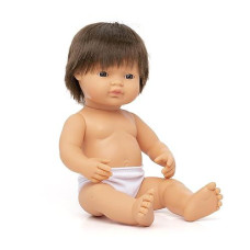 Miniland Educational Anatomically Correct 15" Baby Doll, Caucasian Boy, Brunette,Multi