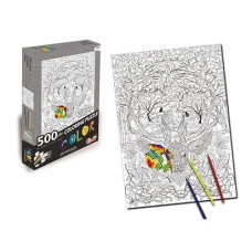 Toynk - Deer 500 Piece Coloring Jigsaw Puzzle + 6 Markers