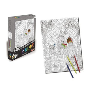 Toynk St Basils cathedral 500 Piece coloring Jigsaw Puzzle + 6 Markers