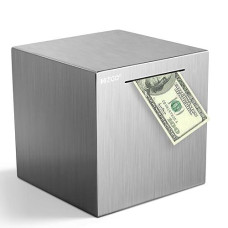 Hizgo Piggy Bank For Adults Stainless Steel Savings Bank To Help Budget And Save Must Break To Access Money(7.9 Inch)