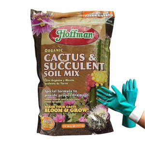 10 Quart Hoffman 10404 Organic Cactus And Succulent Soil Mixed Potting Soil For Outdoor And Indoor Plants, [Bundled With Pearson�S Garden Gloves] (10 Quarts)