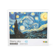 Starry Sky 1000-Piece Jigsaw Puzzle | The Starry Night Vincent Van Gogh Jigsaw Puzzle | Van Gogh Starry Night Puzzle 1000 Pieces | Measures 27.5 X 20 Inches
