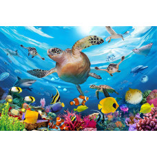 Koyiwa 100 Pieces Jigsaw Puzzle For Kids Age 4-8 Sea Turtle Swimming Fantastic Seaworld Educational Puzzle Toys For Toddler Children Boys And Girls (15 X 10 Inch)