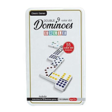 Erlle Dominos Set Game. Premium Classic 28 Pieces Double Six Domino. Durable Leather Box. Kids, Boys, Girls, Party Favors And Anytime Use. Duoble 6 Dominoes. (Jumbo)