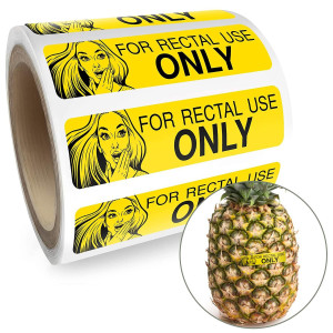 Rectal Use Only Stickers - Funny Gag Gifts For Adults - Pranks For Adults (200/Roll 1.5" X .375") Make Your Friends Laugh - Stupid Funny Prank Stuff And Practical Jokes (Yellow)