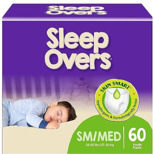 Sleepovers By Cuties, Bedwetting Underwear For Girls And Boys, Small/Medium 38-65 Lbs, 60 Count