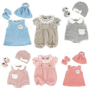 Dc-Beautiful 6 Set Clothes Gift For Infant, Girl Baby, 14 Inch -18 Inch Includes Doll Outfits Dress Hat Socks, Total 14 Pcs Onesies Clothes Pajamas Costumes