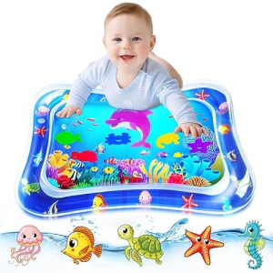 Zmlm Baby Tummy-Time Water Mat: Infant Baby Toy Gift Activity Play Mat Inflatable Sensory Playmat Babies Belly Time Pat Indoor Small Pad For 3 6 9 12 Month Newborn Boy Girl Toddler Fun Christmas Game