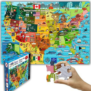 Think2Master Colorful United States Map 100 Pieces Jigsaw Puzzle Fun Educational Toy For Kids, School & Families. Great Gift For Boys & Girls Ages 4-8 To Stimulate Learning Of Usa. Size:23.4