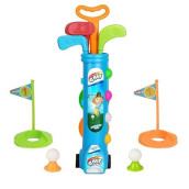 Liberry Kids Golf Clubs Set, Golf Toy With 1 Golf Cart, 3 Golf Clubs, 2 Practice Holes, 2 Golf Tees & 6 Balls, Early Educational, Outdoors Exercise Toy For Kid Ages 3 4 5 Years Old, Boys & Girls