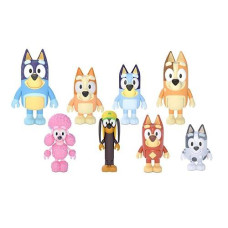 Bluey Family And Friends Figure 8-Pack: Articulated 2.5 Inch Action Figures, Bingo, Bandit (Dad), Chilli (Mum), Coco, Snickers, Rusty And Muffin Official Collectable Toy