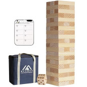 Megwoz Giant Tumble Tower Outdoor Games 60 Blocks Yard Games Stacking Games Includes Dice Carrying Bag Scoreboard Stacking Up To 5Ft Outdoor Games For Adults And Family