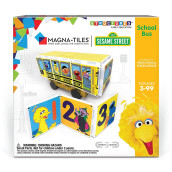 Createon Magna-Tiles Sesame Street Toys, Magnetic Kids Building Toys From Sesame Street Books, School Bus Magnet Tiles, Educational Toys For Ages 3+, 14 Pieces