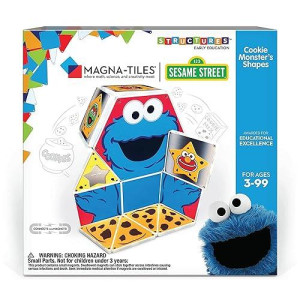 Createon Magna-Tiles ???Sesame Street? Toys, Magnetic Kids? Building Toys From ???Sesame Street? Books, Cookie Monster?S Shapes ???Sesame Street? Magnet Tiles, Educational Toys For Ages 3+, 17 Pieces