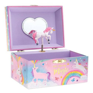 Jewelkeeper Girls Musical Jewelry Storage Box With Spinning Unicorn, Cotton Candy Unicorn Design, The Beautiful Dreamer Tune, Ideal Gifts For Little Girls