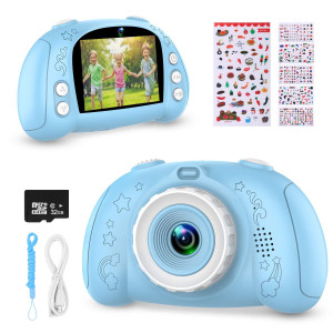 Wowgo Digital Camera For Kids, 1080P Rechargeable Electronic Children Camera Birthday Toy Gift With 32Gb Tf Card For Toddler And Age 3 To 12 Years Boys And Girls (Blue)