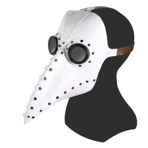 Stegosaurus Plague Doctor Bird Mask Long Nose Beak Cosplay Steampunk Halloween Costume Props Latex Material D-White