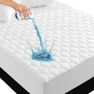 Unilibra Queen Mattress Cover Waterproof, Quilted Fitted Mattress Pad Protector With Deep Pocket Up To 18 Inches, Breathable Soft Hollow Cotton Filling Mattress Topper For Queen Size Bed