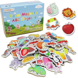 Zazzykid Magnetic Foam Objects For Kids: 52 Toys Of Abc Alphabet For Baby Early Education Fridge Magnets