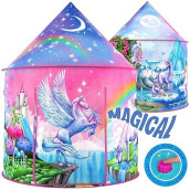 W&O Rainbow Unicorn Tent With Magical Unicorn Sounds, Princess Tent Unicorns Toys Gifts , Outdoor & Indoor Play Tents For Girls