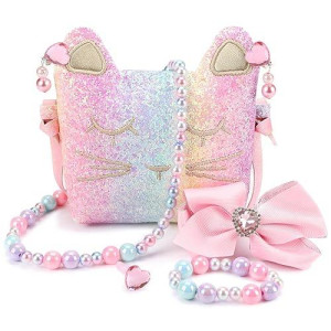 Mibasies Purse For Little Girls Dress Up Jewelry Pretend Play Kids Accessories Toddler Cat Gifts