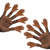 Daily Portable Dark Skin Tone Tiny Finger Hands 10 Pack - Little Finger Puppets, Mini Rubber Flat Hand, Miniature Small Hand Puppet Prank From Tiktok - 5 Left And Right Finger Hands