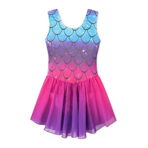 Eqsjiu Mermaid Leotards For Toddlers Girls Gymnastics Dance Dress 3T 4T Rainbow