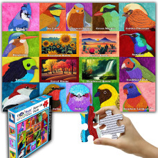 Think2Master Colorful World Map Of Birds 100 Pieces Jigsaw Puzzle Fun Educational Toy For Kids, School & Families. Illustration By Rachel Kim. Great Gift For Boys & Girls Ages 4-8. Size:23.4