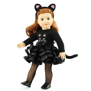 Emily Rose 18 Inch Doll Clothes | New Improved! | 5 Pc Black Cat Halloween Costume Tutu Skirt Outfit, Includes 18-In Doll Shoes And Headband Accessories | Compatible With 18" American Girl Dolls