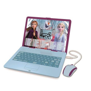Lexibook Disney Frozen 2 - Educational And Bilingual Laptop German/English - Girls Toy With 124 Activities To Learn, Play Games And Music With Elsa & Anna - Blue/Purple, Multicoloured,24 X 18 X 3.6 Cm