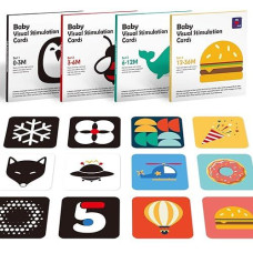 Flash Cards Baby Visual Stimulation Cards For 0-3-6-12-36 Months, 0-3 Months Infant Newborn Tummy Time Toys Gifts 6''�6'' Large For Sensory Development Black White Card Set