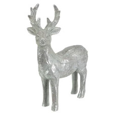Northlight 10.5" Gray And Silver Faux Wood Grain Standing Deer Christmas Figure