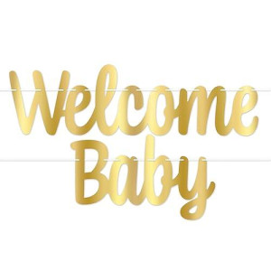 Welcome Baby Foil Streamer - Gold