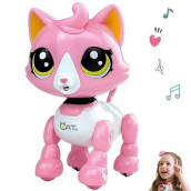 Amdohai Robot Cat Interactive Catty Toy Electronic Music Pet For Age 3 4 5 6 7 8 Year Old Girls Gift Idea(Pink)