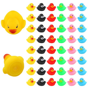 Luter 48Pcs Rubber Ducky Bath Toy For Kids, Float And Squeak Mini Small Ducks Bathtub Toys For Shower/Birthday/Party Supplies (Multicolored)(3.5�3.5�3Cm/1.4�1.4�1.2Inch)