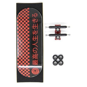 Skull Fingerboards� Japan Red Edition 34Mm Pro Complete Professional Wooden Fingerboard Mini Skateboard 5 Ply With Cnc Bearing Wheels