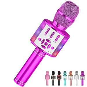 Amazmic Kids Karaoke Microphone Machine Toy Bluetooth Microphone Portable Wireless Karaoke Machine Handheld With Led Lights, Gift For Children Adults Birthday Party, Home Ktv(Purple)