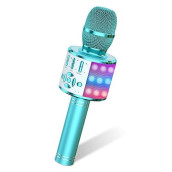 Amazmic Kids Karaoke Microphone Machine Toys For Girls Bluetooth Microphone With Led Light, Birthday Gift For Girls Boys 3 4 5 6 7 8 9 10 11 12 Year Old Kids Toys(Blue)