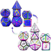 Haomeja Color Changing Temperature Metal Dnd Dice Kit, D&D Dice Set Role Playing Dice Dungeons And Dragons Blue Transition White
